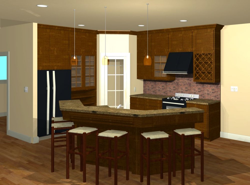 House Plan E1187-10 Interior Kitchen 3D Area