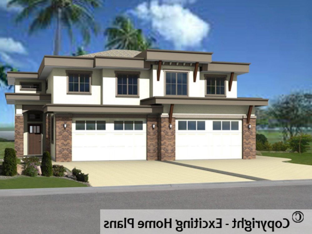House Plan E1386-10 Exterior 3D View REVERSE