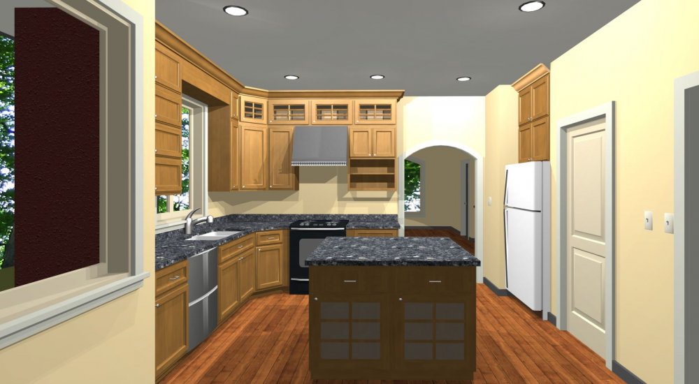 House Plan E1285-10 Interior Kitchen 3D Area