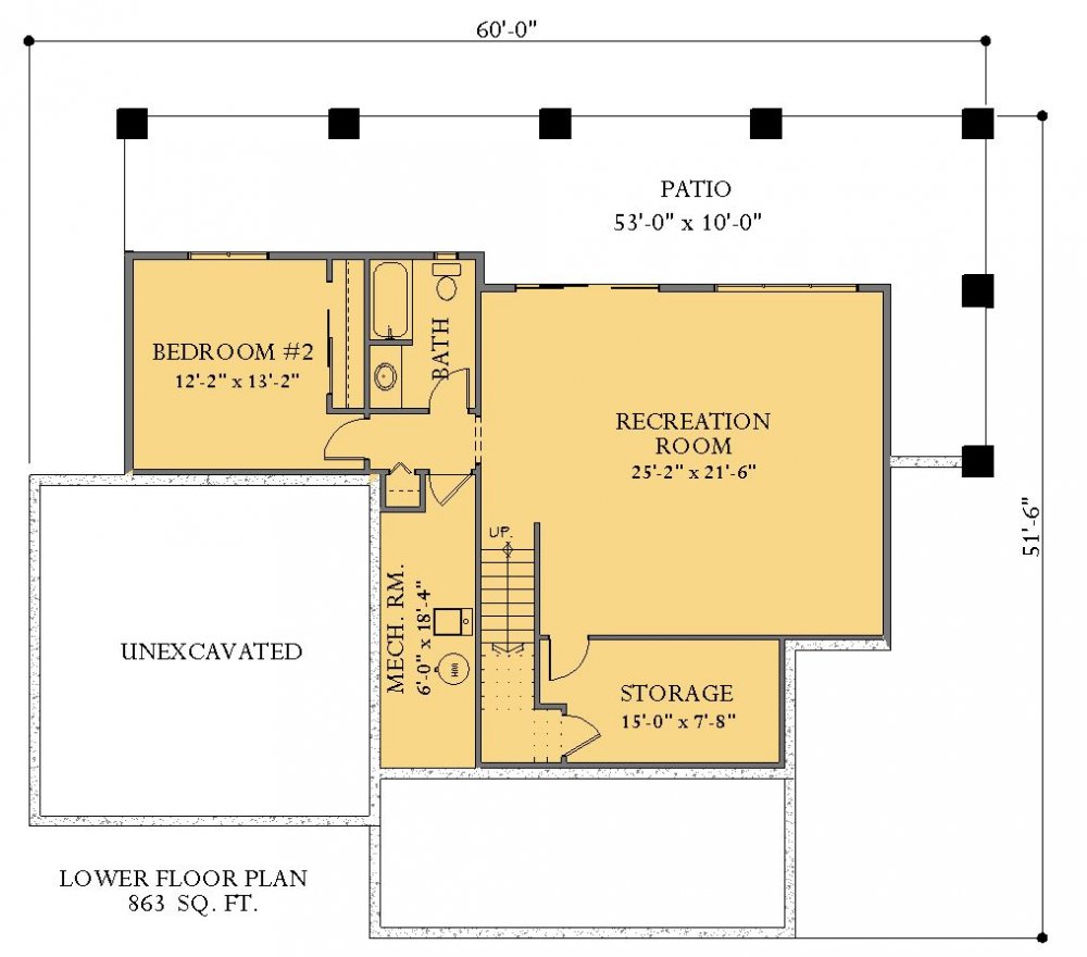 House Plan E1688-10  Lower Floor Plan