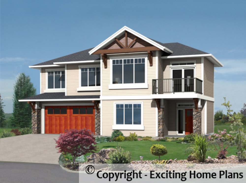 House Plan E1658-10 Front 3D View