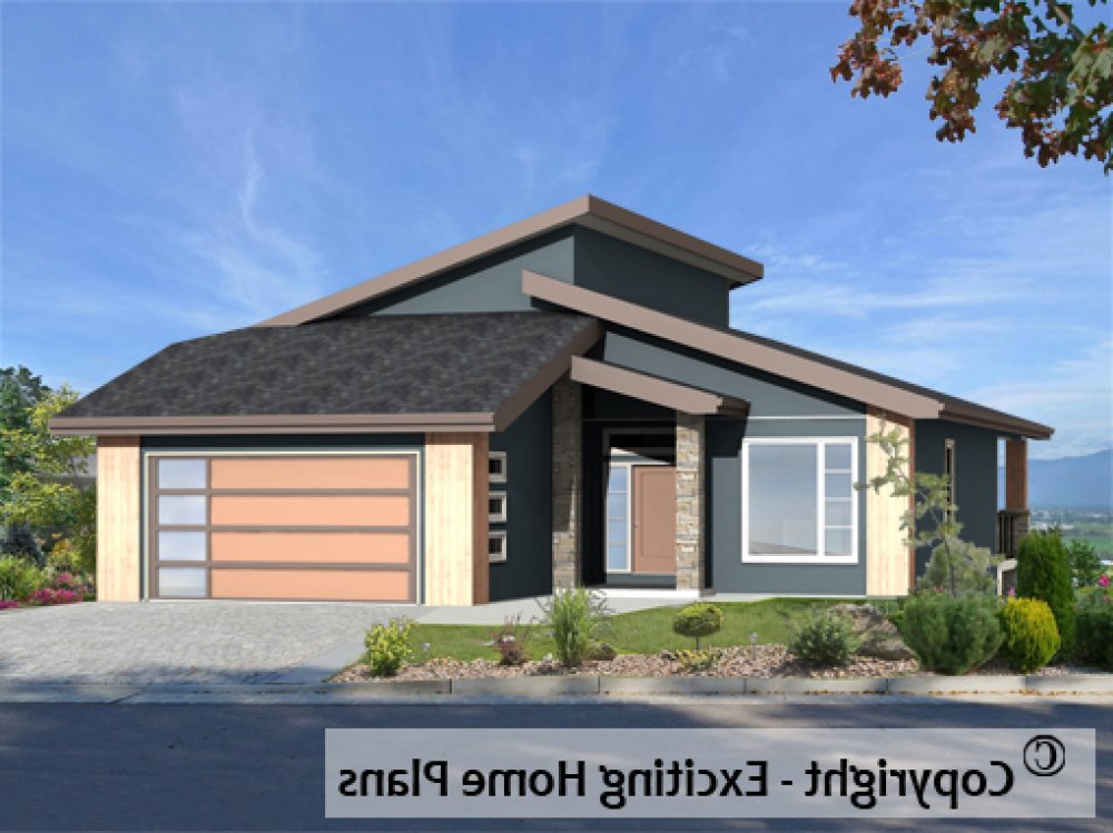 House Plan E1711-10 Front 3D View REVERSE
