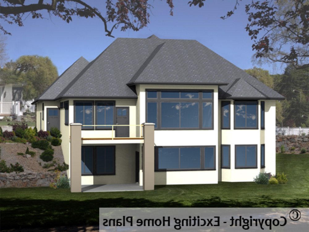 House Plan E1234-10 Rear 3D View REVERSE