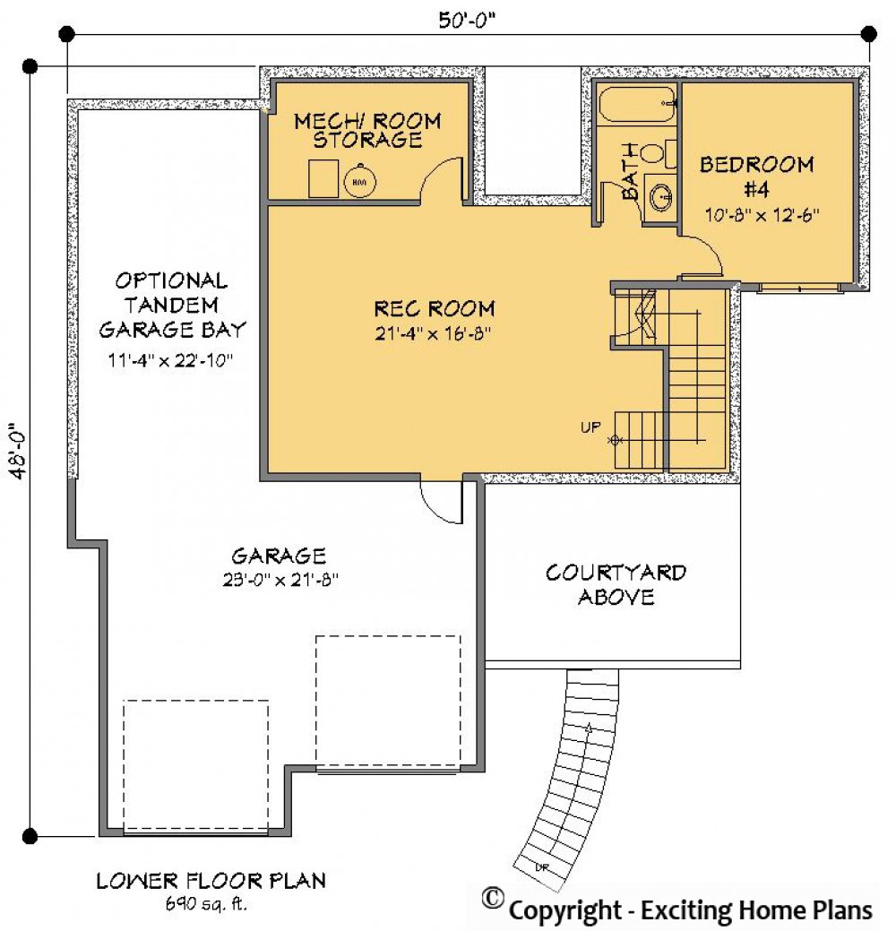 House Plan E1478-10 Lower Floor Plan