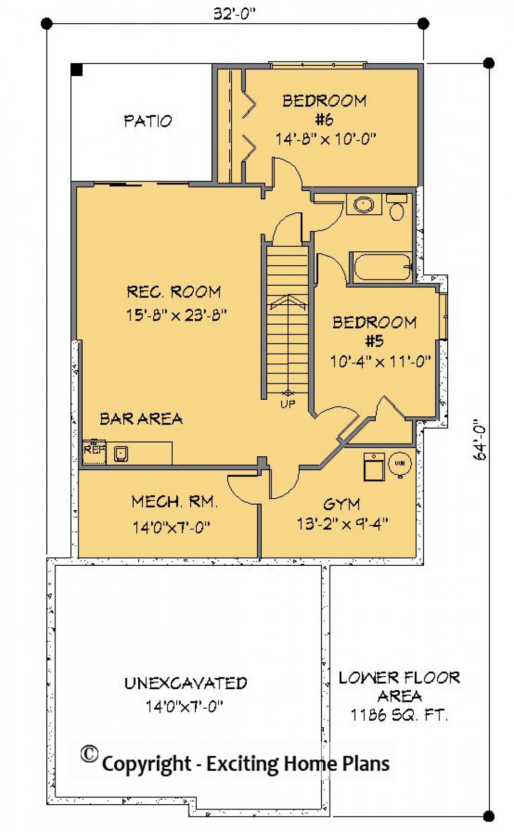 House Plan E1202-10  Lower Floor Plan