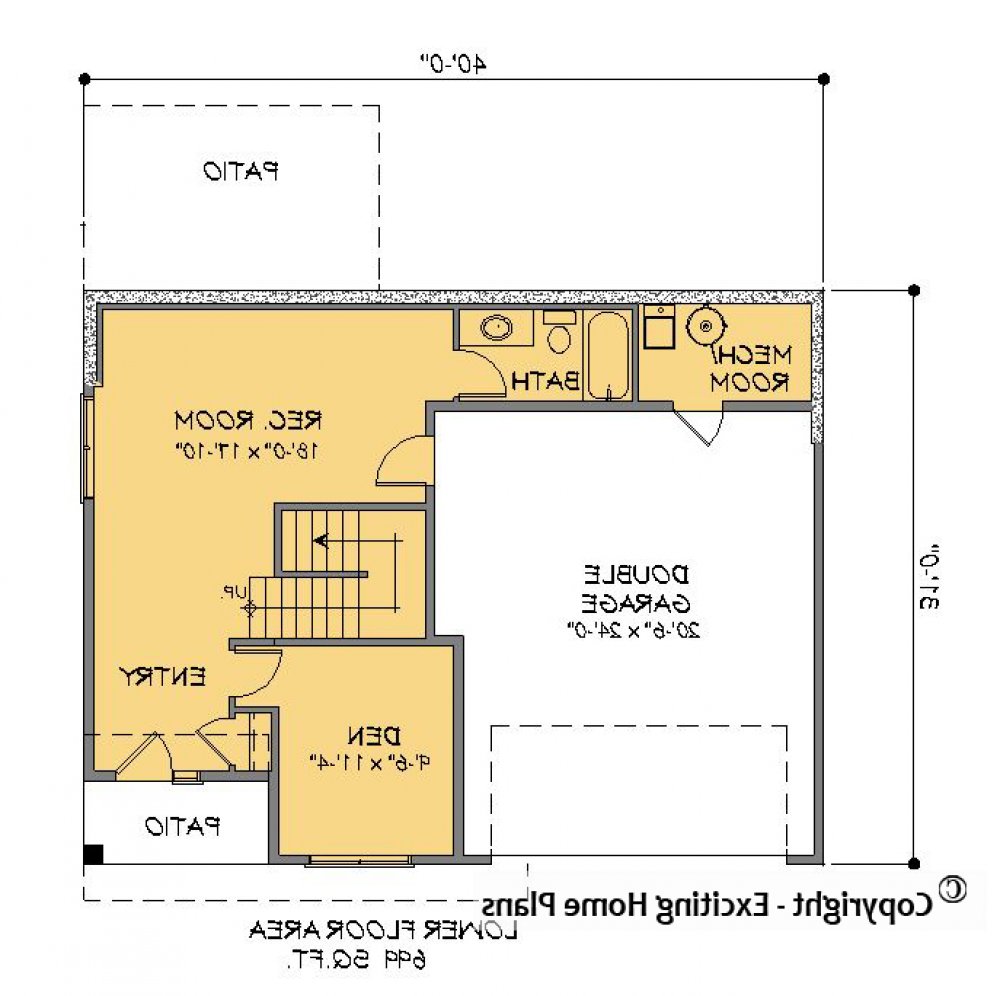 House Plan E1673-10 Lower Floor Plan REVERSE