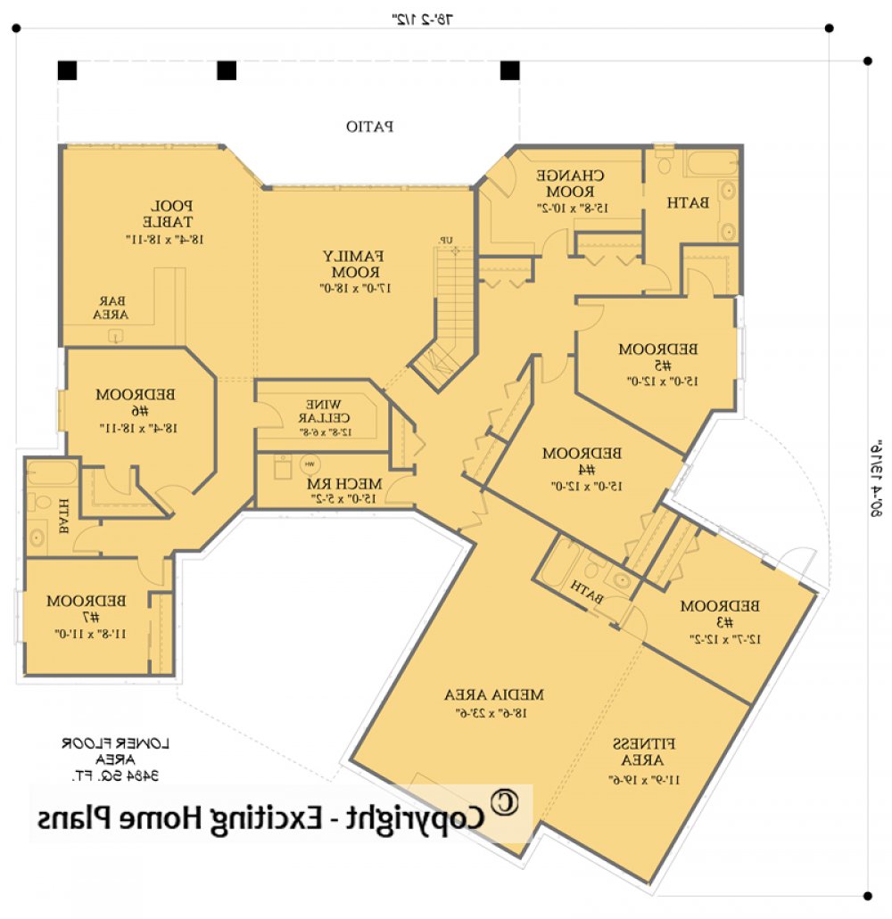 House Plan E1250-10 Lower Floor Plan REVERSE