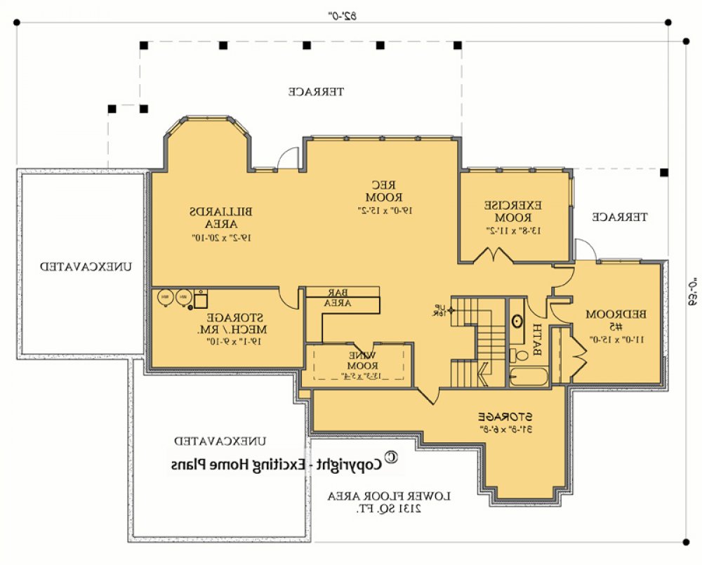 House Plan E1073-11 Lower Floor Plan REVERSE