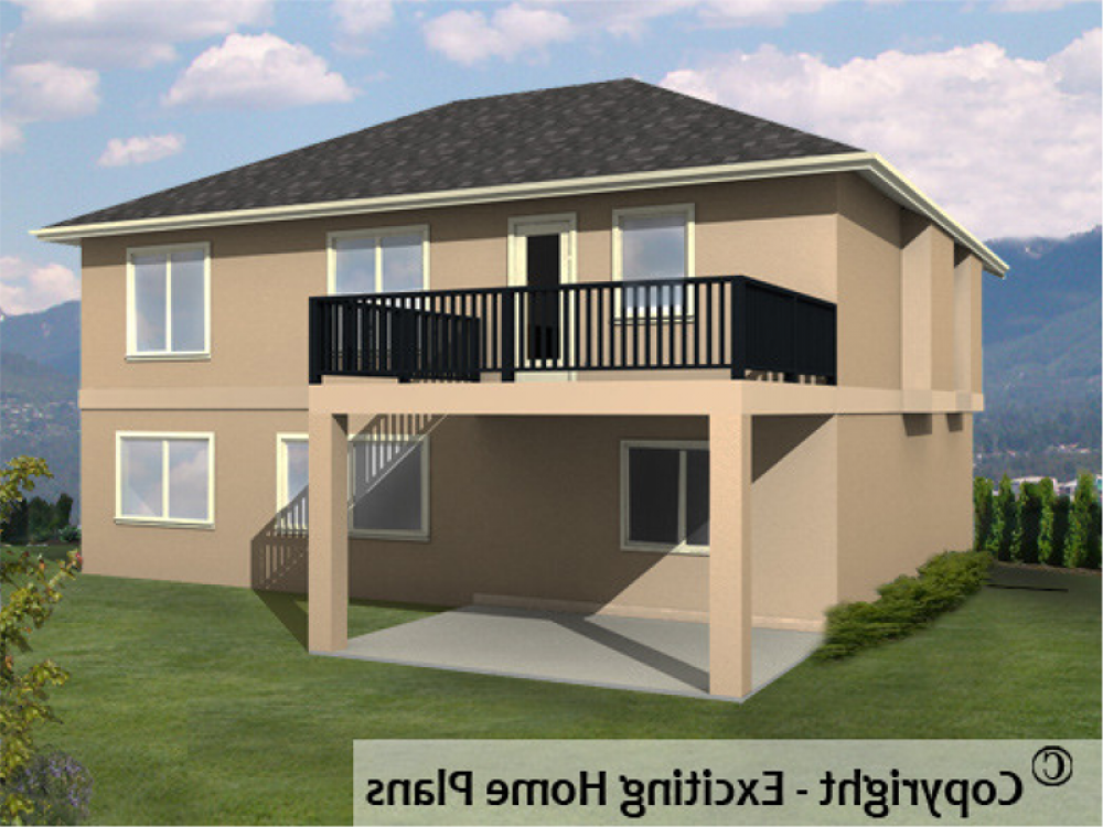 House Plan E1040-10 Rear 3D View REVERSE