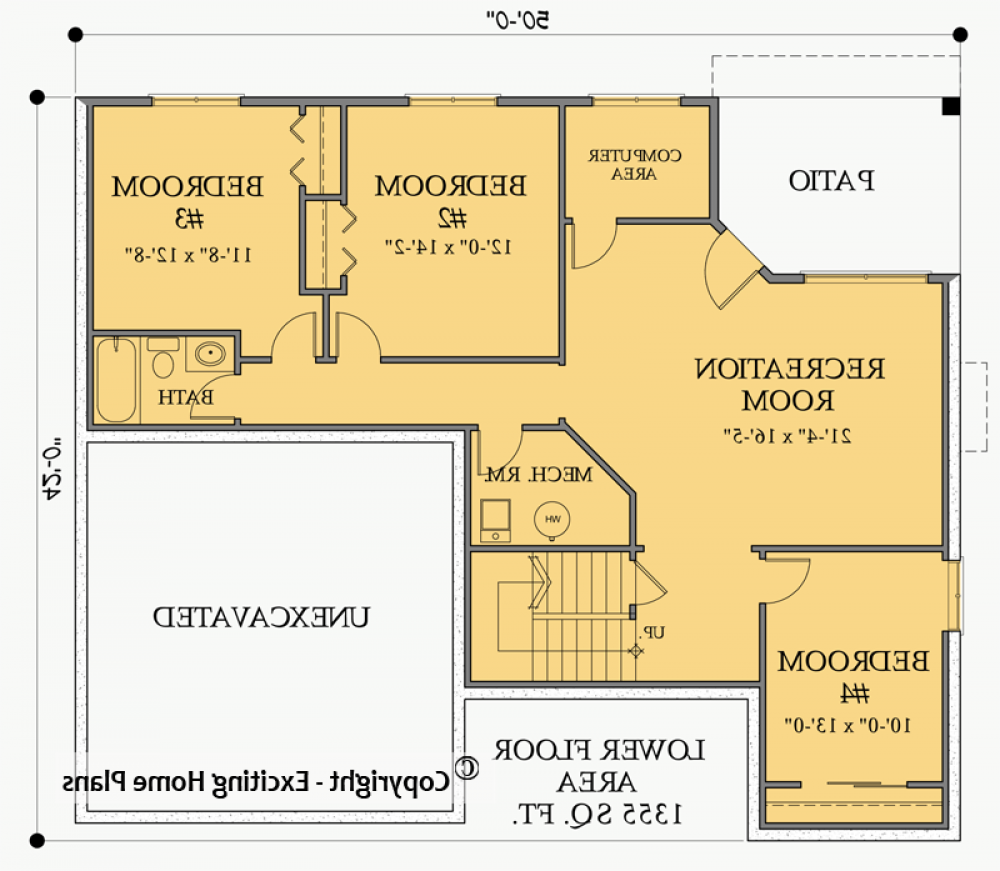 House Plan E1387-10 Lower Floor Plan REVERSE