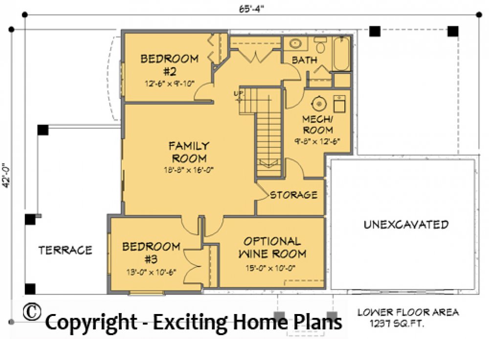 House Plan E1439-10 Lower Floor Plan