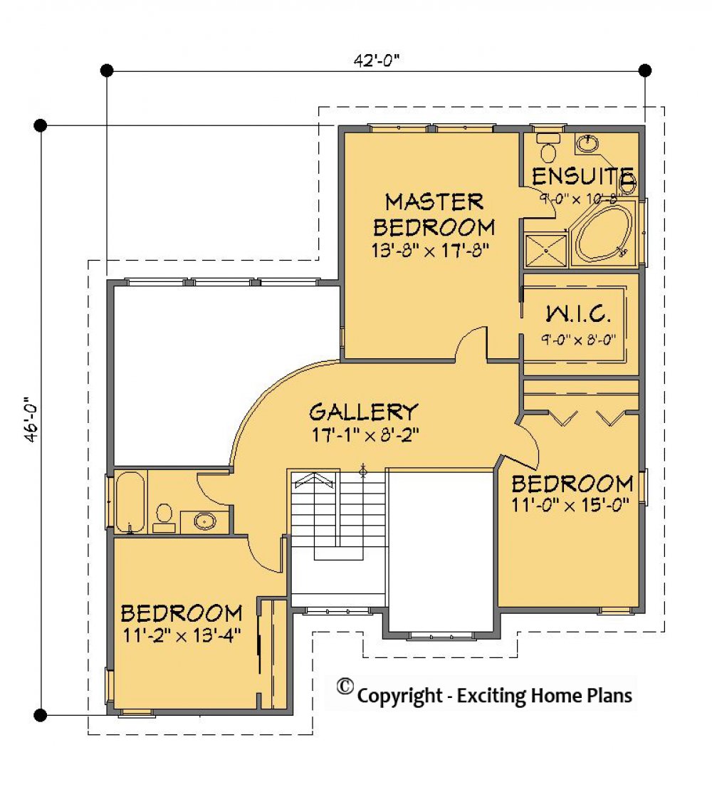 House Plan E1198-13 Upper Floor Plan