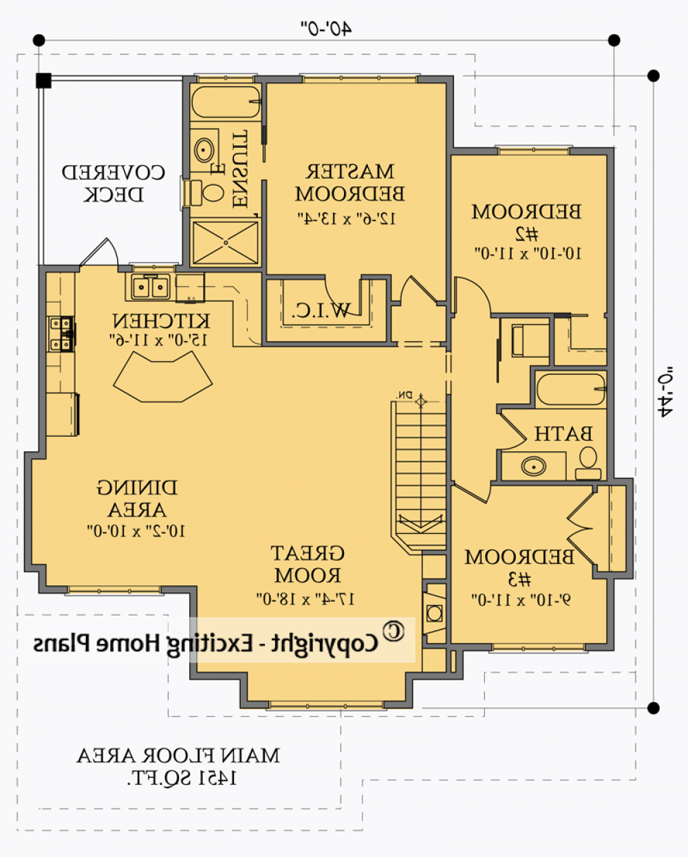 House Plan E1024-10  Main Floor Plan REVERSE