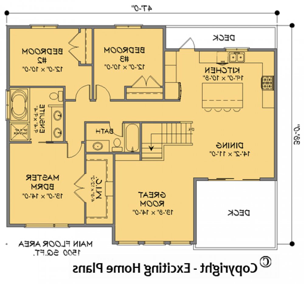 House Plan E1727-10 Main Floor Plan REVERSE