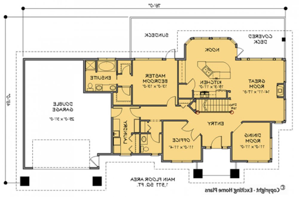 House Plan E1067-10 Main Floor Plan REVERSE
