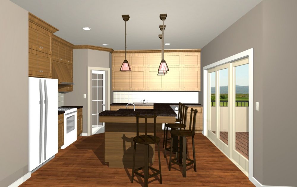 House Plan E1418-10 Interior Kitchen 3D Area