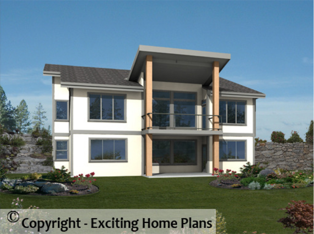 House Plan E1019-10M Rear 3D View