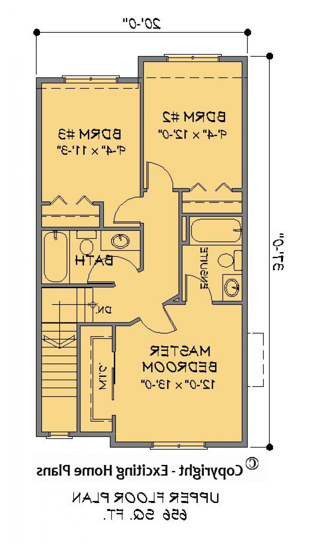 House Plan E1269-10 Upper Floor Plan REVERSE