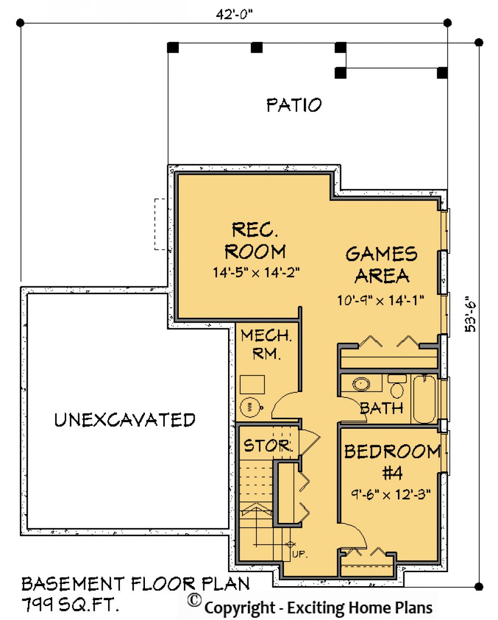 House Plan E1307-10 Lower Floor Plan