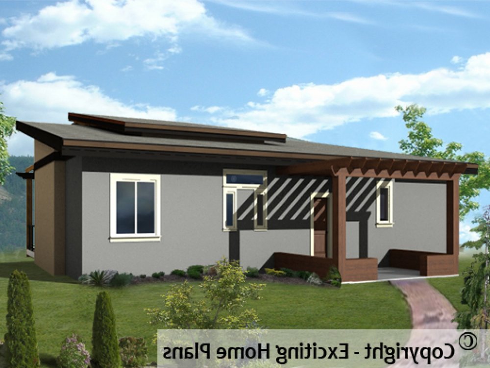 House Plan E1134-10 Rear 3D View REVERSE