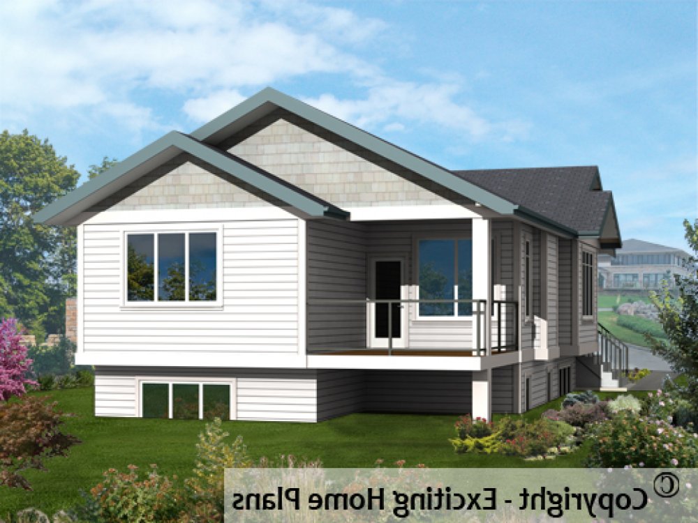 House Plan E1485-10 Rear 3D View REVERSE