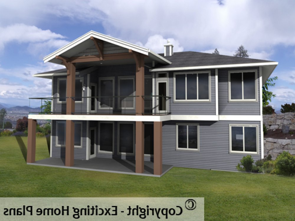 House Plan E1130-20 Rear 3D View REVERSE