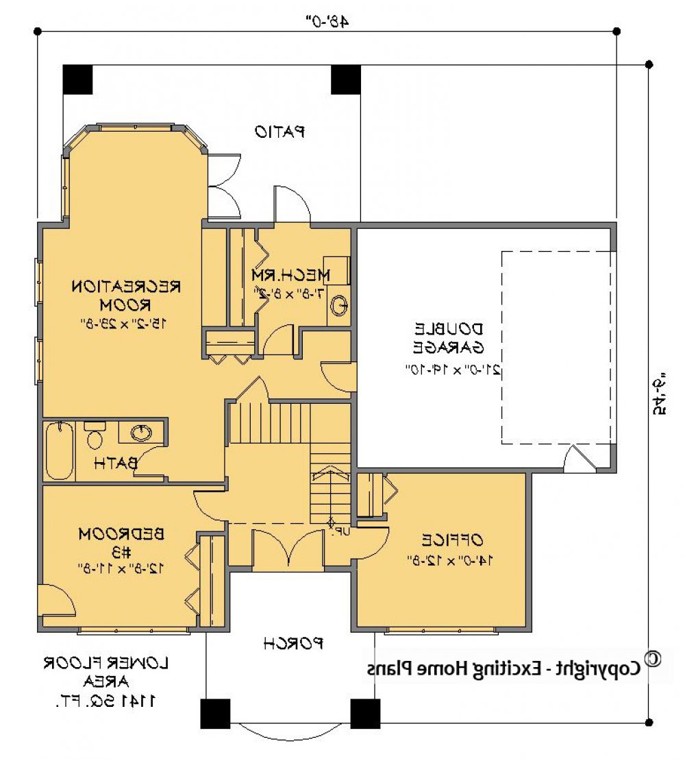 House Plan E1285-10 Lower Floor Plan REVERSE