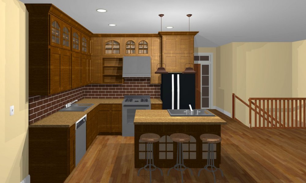 House Plan E1284-10 Interior Kitchen 3D Area