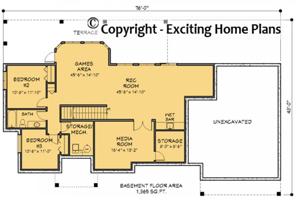 House Plan E1067-12 Lower Floor Plan