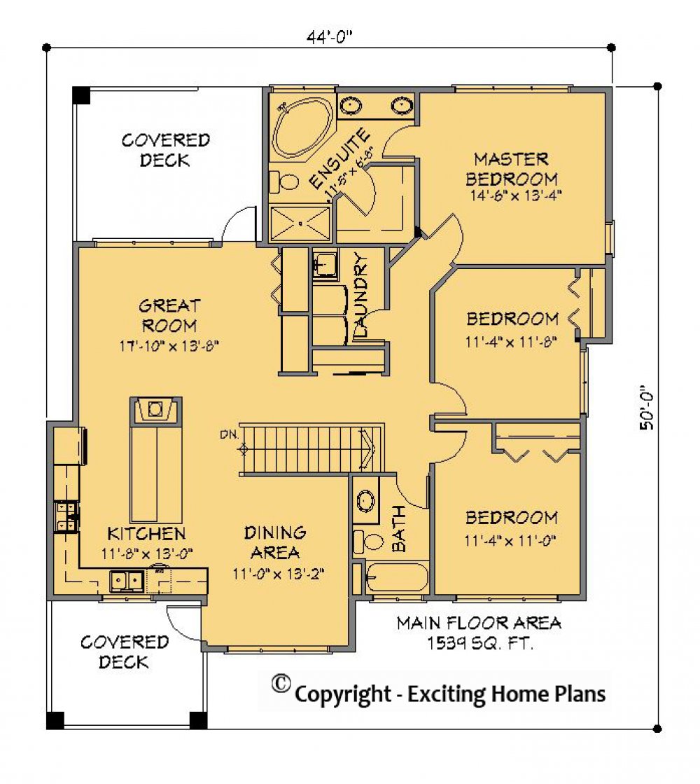 House Plan E1214-10  Main Floor Plan