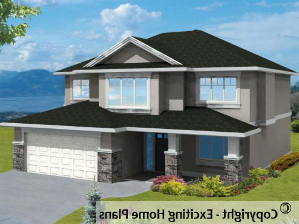 House Plan E1024-10 Exterior 3D View REVERSE