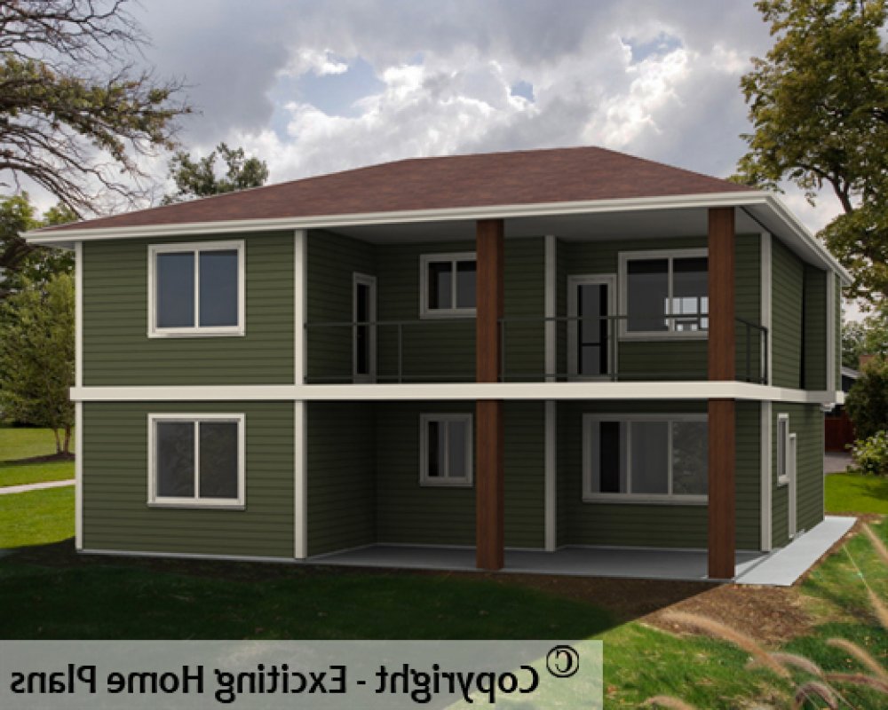 House Plan E1537-10 Rear 3D View REVERSE