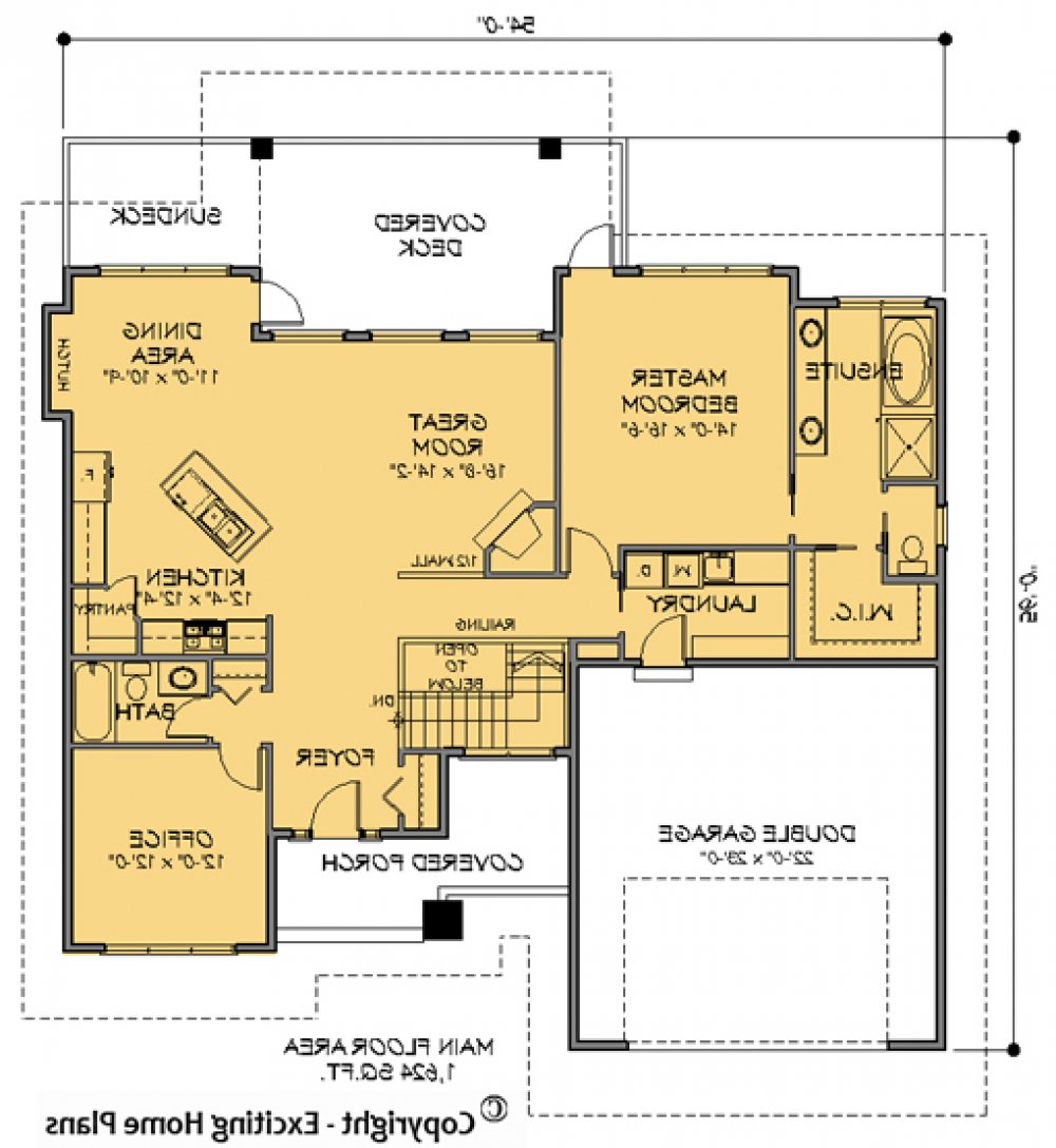 House Plan E1130-10  Main Floor Plan REVERSE