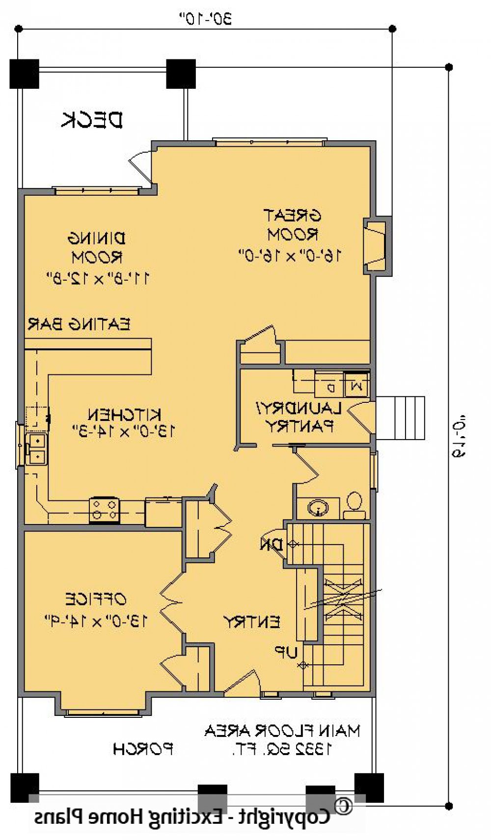 House Plan E1268-10 Main Floor Plan REVERSE