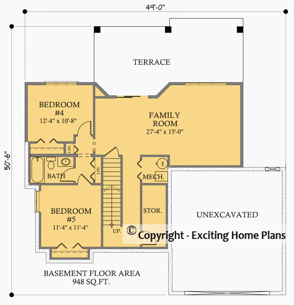 House Plan E1033-10 Lower Floor Plan