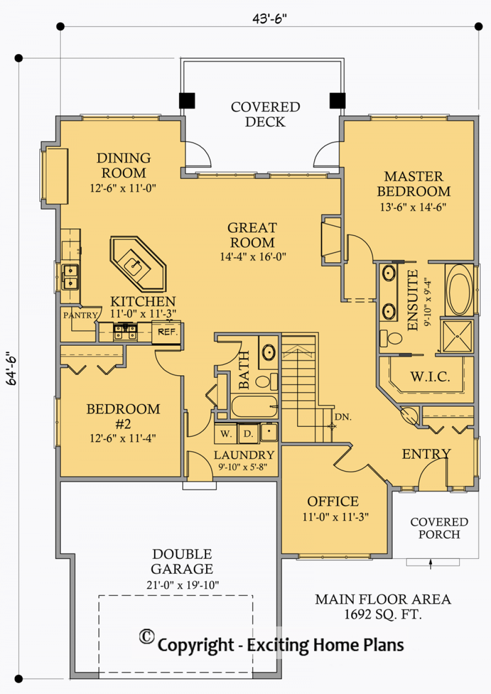 House Plan E1030-10 Main Floor Plan