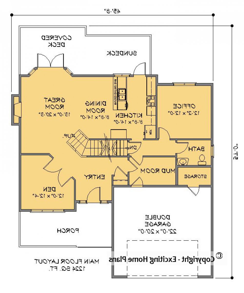 House Plan E1451-10 Main Floor Plan REVERSE