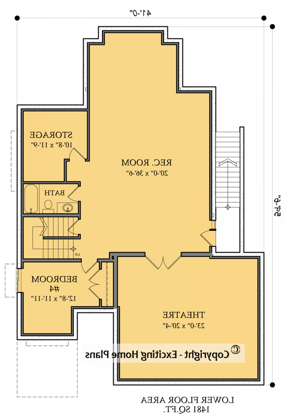 House Plan E1753-10 Lower Floor Plan REVERSE