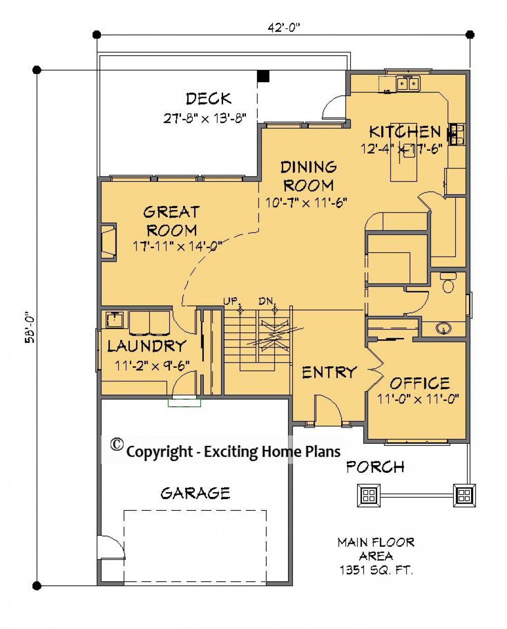 House Plan E1198-13  Main Floor Plan