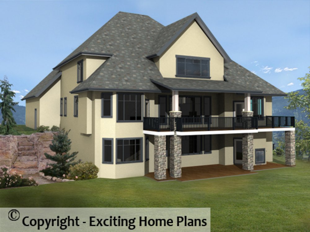House Plan E1144-10 Rear 3D View