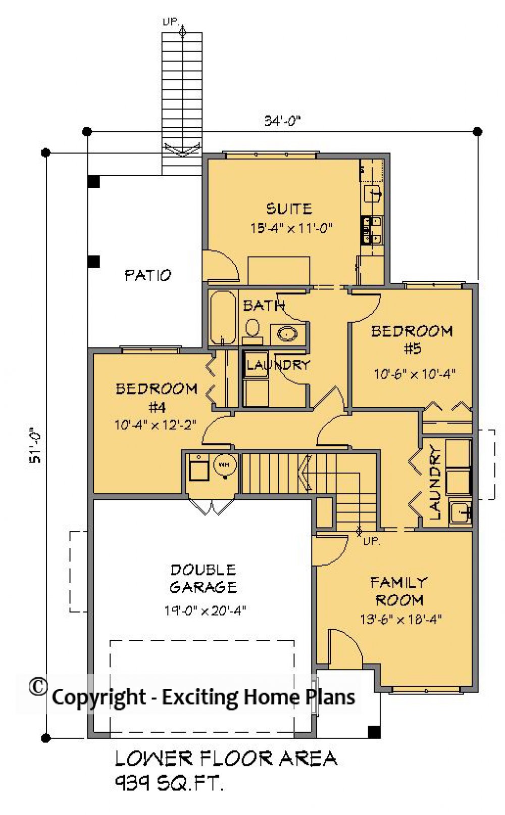 House Plan E1541-10 Lower Floor Plan