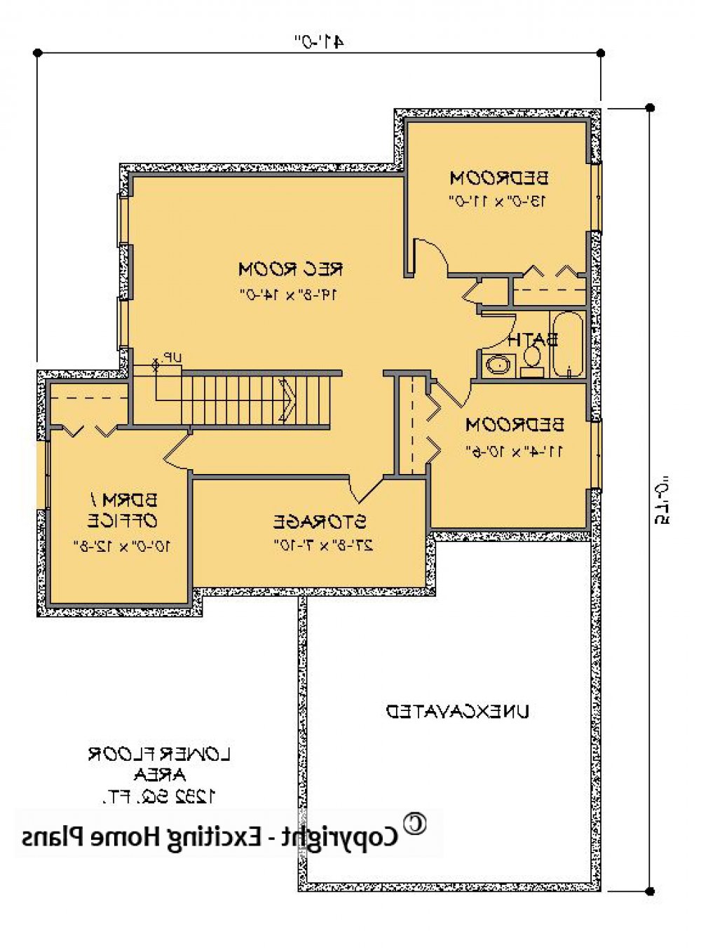 House Plan E1212-10 Lower Floor Plan REVERSE