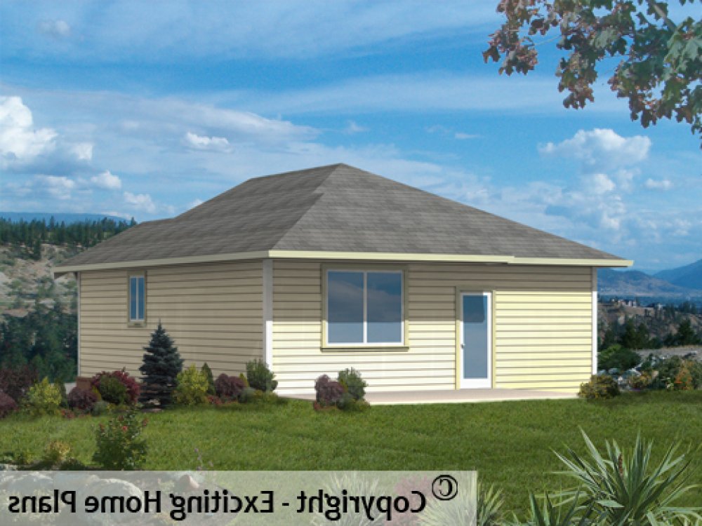 House Plan E1155-10 Rear 3D View REVERSE