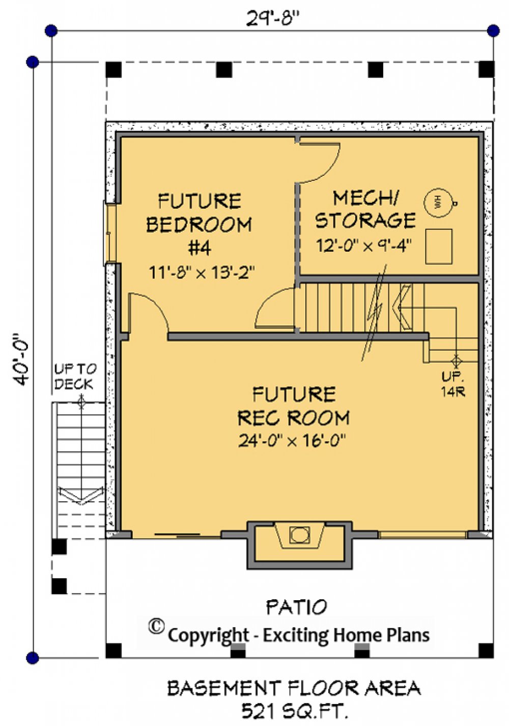 House Plan E1114-10 Lower Floor Plan
