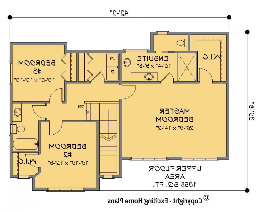 House Plan E1204-10 Upper Floor Plan REVERSE