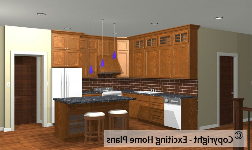 House Plan E1344-10M - The Sharona - Modern Rear Interior 3D View REVERSE