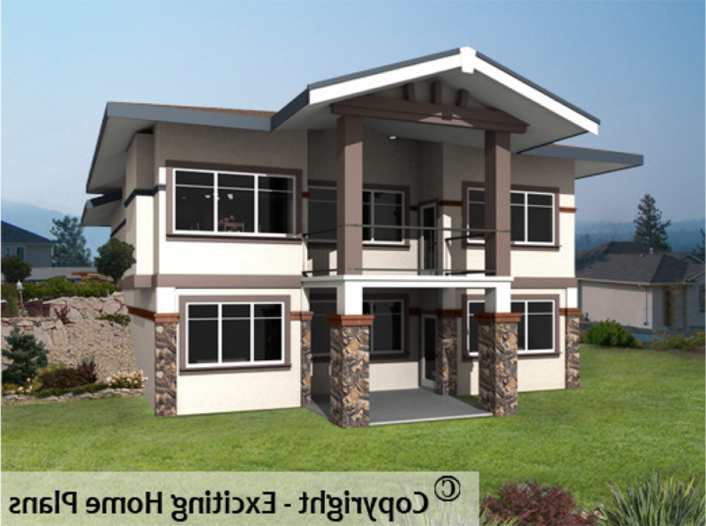 House Plan E1047-10 Rear 3D View REVERSE