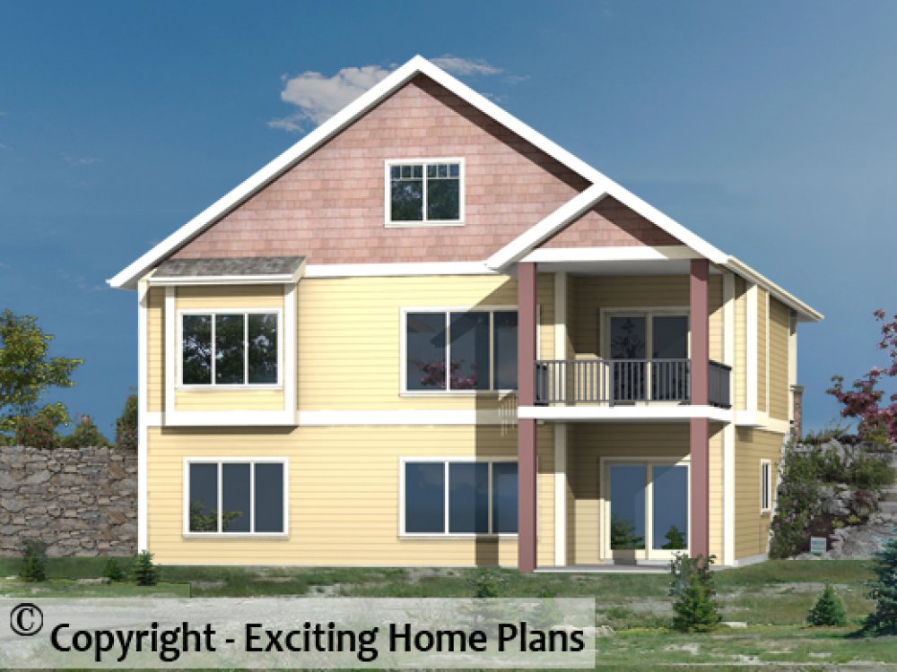 House Plan E1575-10 Rear 3D View