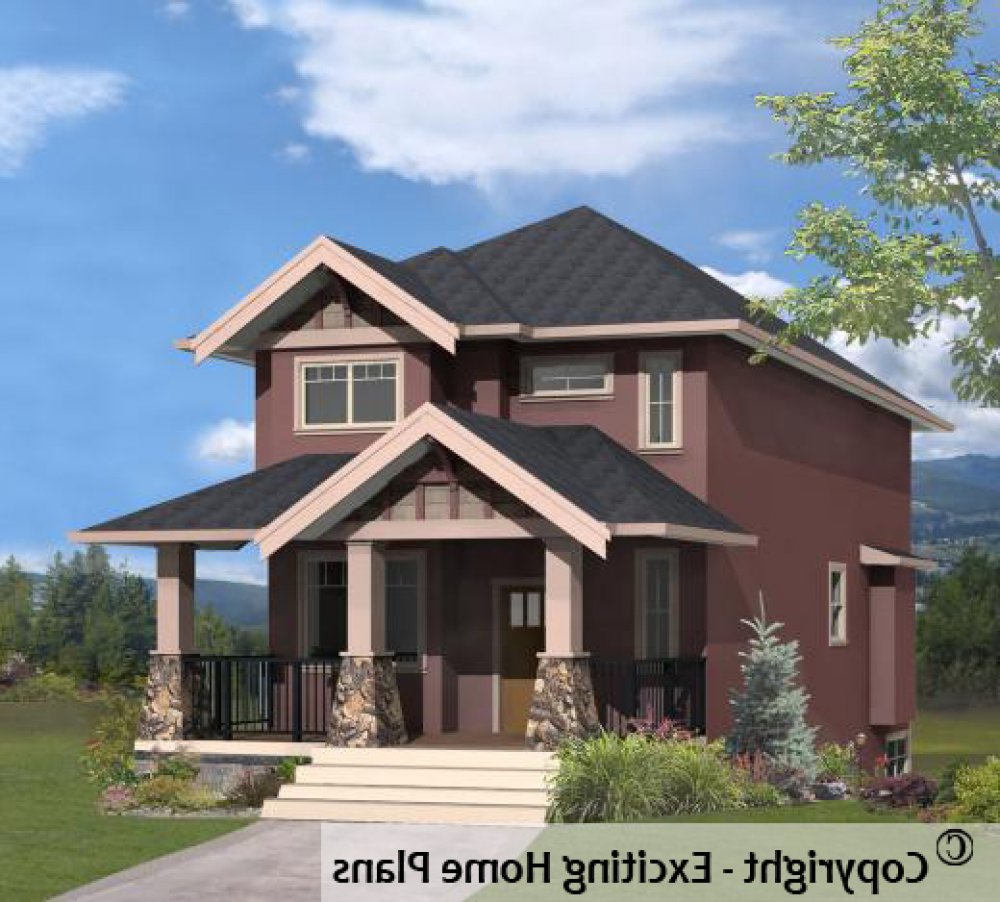 House Plan E1160-10 Exterior 3D View REVERSE