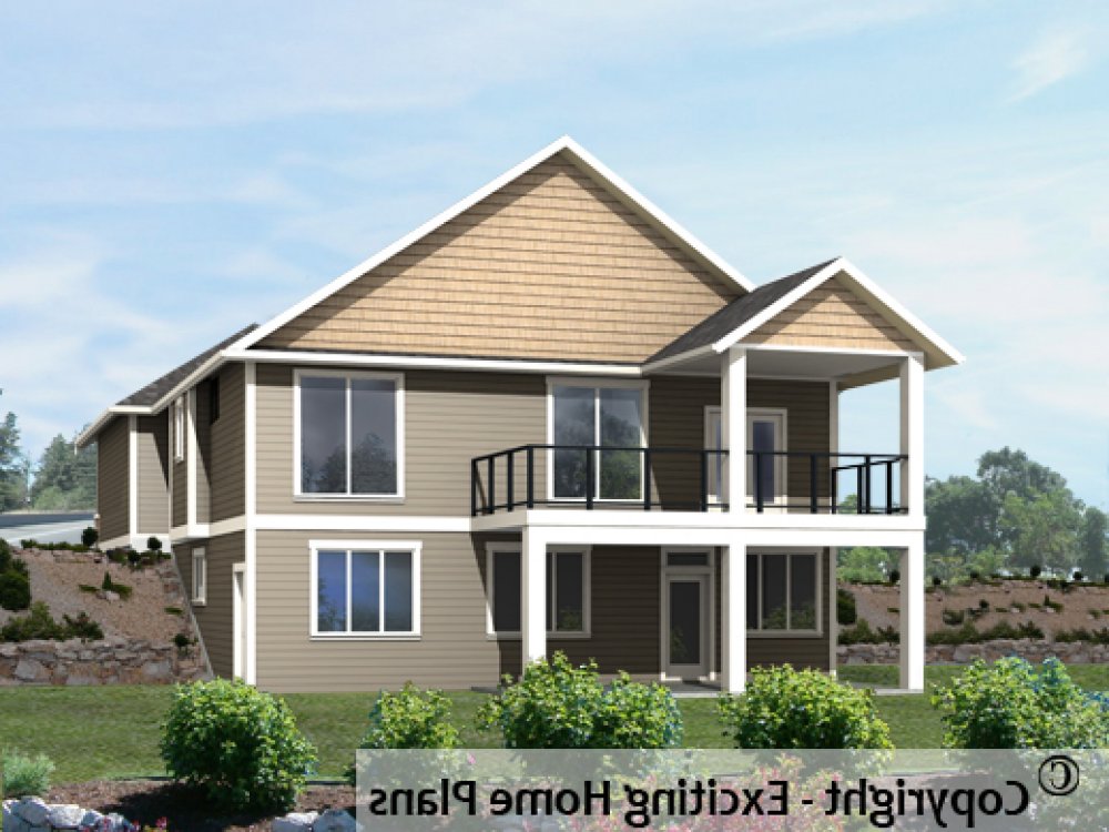 House Plan E1582-10 Rear 3D View REVERSE